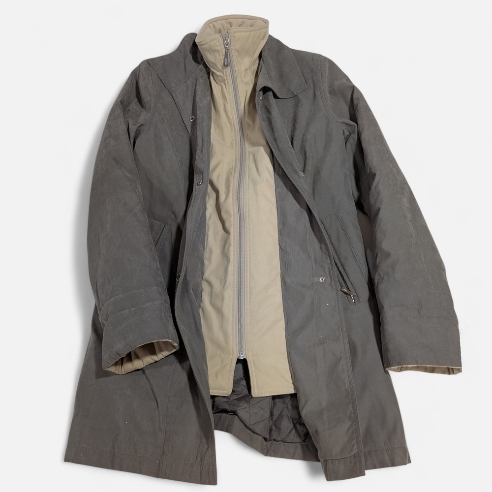 Alia Quilted Women's Jacket Small Gray Fleece Lined Utility Coat Earth Tones - Picture 2 of 11